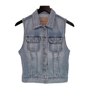 AG Adriano Goldschmied the Heather Easy Denim Vest Raw Cut Armholes S